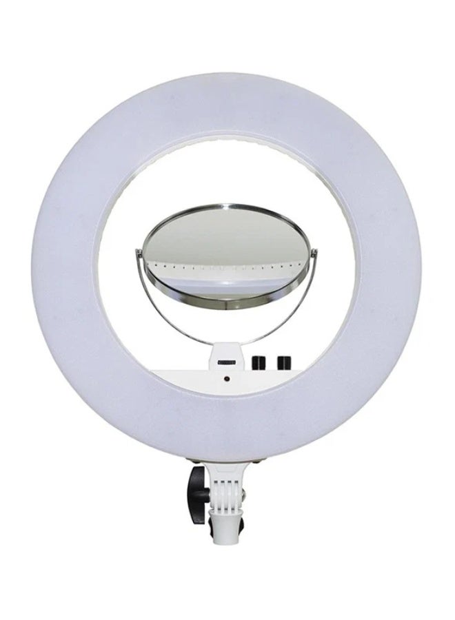 برو ميج إضاءة حلقية PROMAGE LF-R480 LED مقاس 18 بوصة مع مرآة وحامل – رينج لايت احترافية قابلة للتعتيم، حرارة لون 3200K–5600K، حامل هاتف، للتصوير وصناعة المحتوى والمكياج، أسود - Image 1