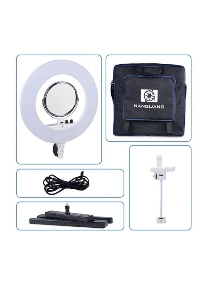 برو ميج إضاءة حلقية PROMAGE LF-R480 LED مقاس 18 بوصة مع مرآة وحامل – رينج لايت احترافية قابلة للتعتيم، حرارة لون 3200K–5600K، حامل هاتف، للتصوير وصناعة المحتوى والمكياج، أسود - Image 5