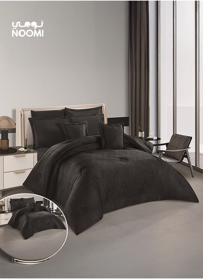 Noomi - Sela Double Comforter Set 8 Pcs Engraved Velvet - Image 1
