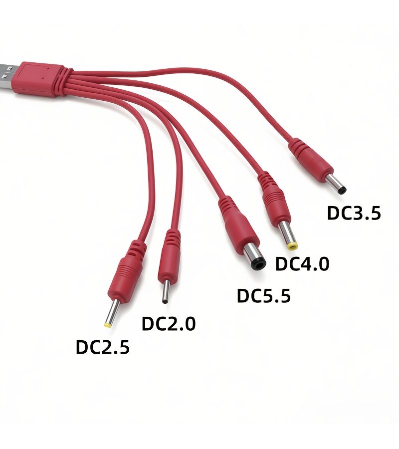 كابل USB إلى DC 2.0 2.5 3.5 4.0 5.5 متعدد 5 في 1، قطعتان، باللون الأزرق - Image 4