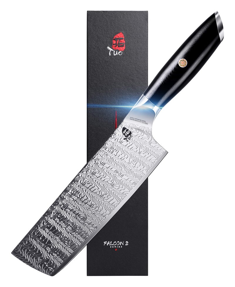 TUO Cleaver Knife 65 inch Meat Cleaver Knife Vegetable Cleaver Razor Sharp Nakiri Knife Forged AUS8 Japanese Stainless Steel G10 Handle with Gift Box Falcon S Series