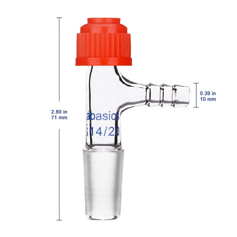 Labasics Glass Inlet Thermometer Adapter, 14/20 Joint Borosilicate Glass Vacuum Adapter with Side Serrated Hose Connection, Compression Cap Included - Image 4