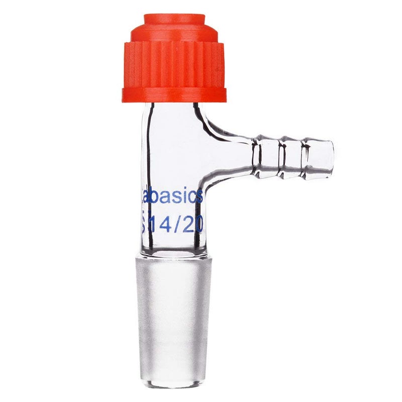 Labasics Glass Inlet Thermometer Adapter, 14/20 Joint Borosilicate Glass Vacuum Adapter with Side Serrated Hose Connection, Compression Cap Included - Image 1