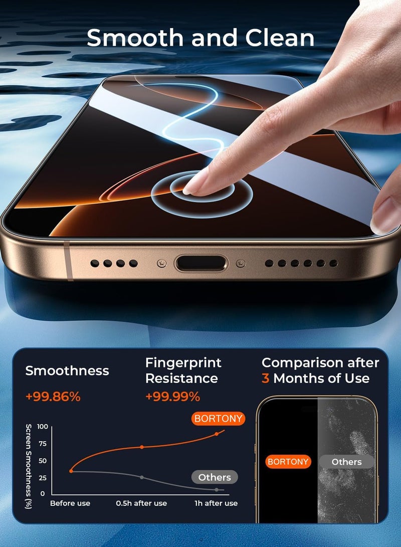 BORTONY Screen protector for iPhone 16 Pro 9D Tempered Glass Screen Protector HD Full Coverage Scratch Resistant Bubble Free Easy Installation Anti-Glare Tempered Glass for iPhone 16 Pro 6.3 inch - Image 5