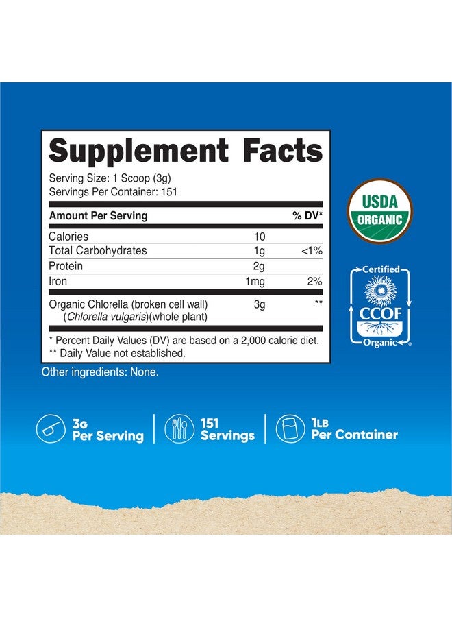Nutricost Organic Chlorella Powder 16oz (1LB) - 3g Per Serving - Image 2