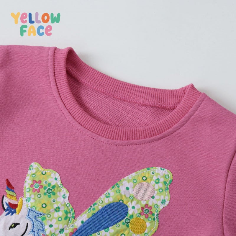 Girls Cotton Sweatshirt Embroidered Cartoon Long Sleeve - Image 2