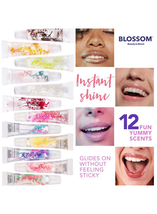 Blossom Scented Moisturizing Lip Gloss Tubes, Infused With Real Flowers, 0.9 Fl. Oz;27Ml, 3 Pack Gift Set, Strawberry;Raspberry;Mango - Image 5