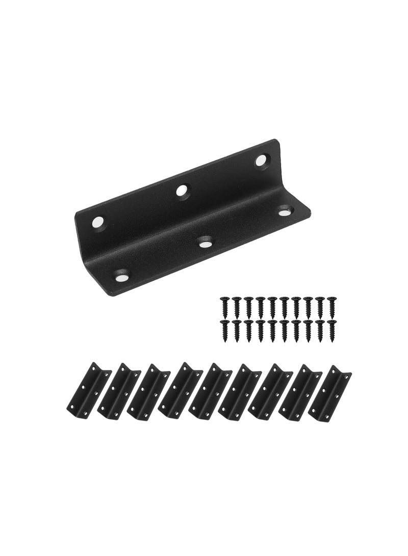 Excefore L Bracket, Heavy Duty Corner Brace, 10 Pack 4" Metal Shelf Bracket Angle Bracket for Shelves, Black L Brackets for Wood - Image 1