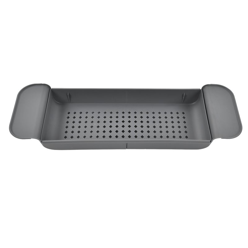 Expandable Bathtub Caddy Tray Multifunction Bathtub Organizer Rack Nonslip for Candle Towel Book Wine PhoneGrey - Image 1