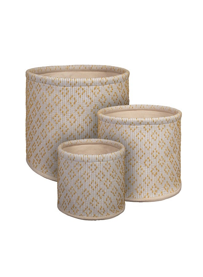 N & H Eco Friendly Handmade Cotton Fabric Planter Pots for Home Décor, Indoor Balcony, Living Room, Bedroom (Yellow) - Image 2