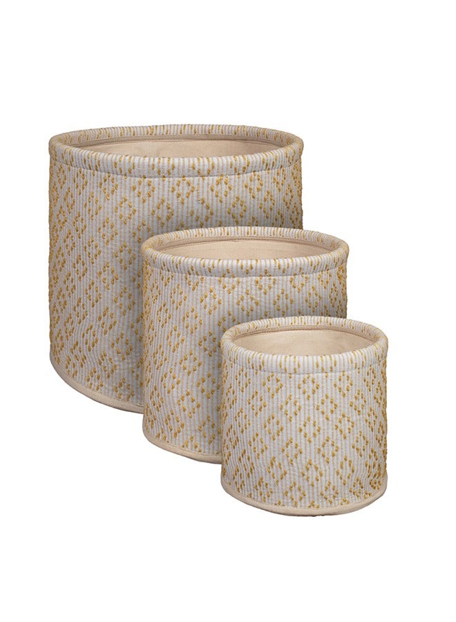 N & H Eco Friendly Handmade Cotton Fabric Planter Pots for Home Décor, Indoor Balcony, Living Room, Bedroom (Yellow) - Image 3