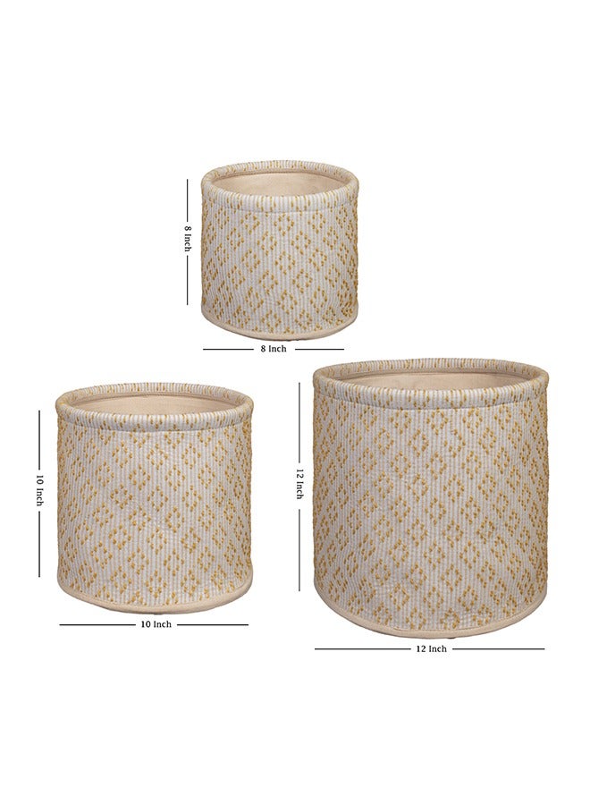 N & H Eco Friendly Handmade Cotton Fabric Planter Pots for Home Décor, Indoor Balcony, Living Room, Bedroom (Yellow) - Image 4