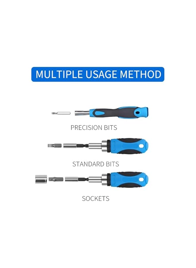 PROMASS promass Ratcheting Screwdriver Set with Case, 44 in 1 Multi Screwdriver Repair Kit,Magnetic Screwdriver with Extension Shaft, Suitable for Watch, Garage, Bike, Electronics Maintenance  - Image 4