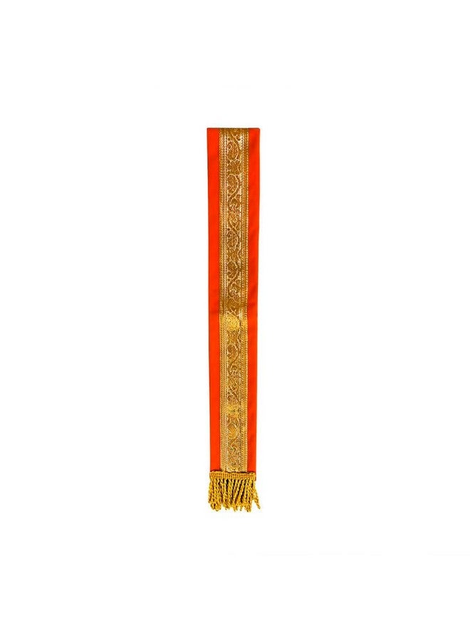 PRIYAKANT SAFAWALA PRIYAKANT SAFAWALA Ganpati Shringar Shela, Dupatta, Khes, Shawl and Special Ganesh Chaturthi Festival Velvet Shela All Gods Vastra Use It (Size: 4 Feet Murti, Orange) - Image 5