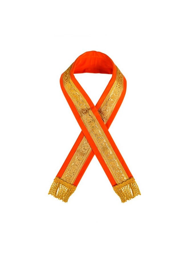 PRIYAKANT SAFAWALA PRIYAKANT SAFAWALA Ganpati Shringar Shela, Dupatta, Khes, Shawl and Special Ganesh Chaturthi Festival Velvet Shela All Gods Vastra Use It (Size: 4 Feet Murti, Orange) - Image 3