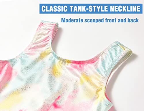 TENVDA Gymnastics Leotards for Girls 2t 3t Sparkly Yellow Pink Tie Dye Toddler Kids Biketard Tumbling Cheer Class Unitard - Image 3