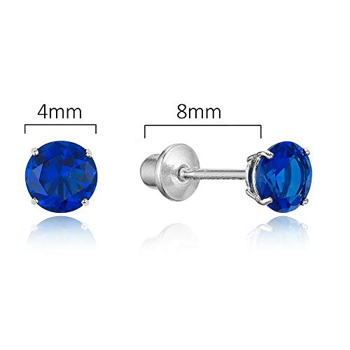 Lovearing 925 Sterling Silver Rhodium Plated 4mm Cubic Zirconia Stud Screwback Baby Girls Earrings - Image 2