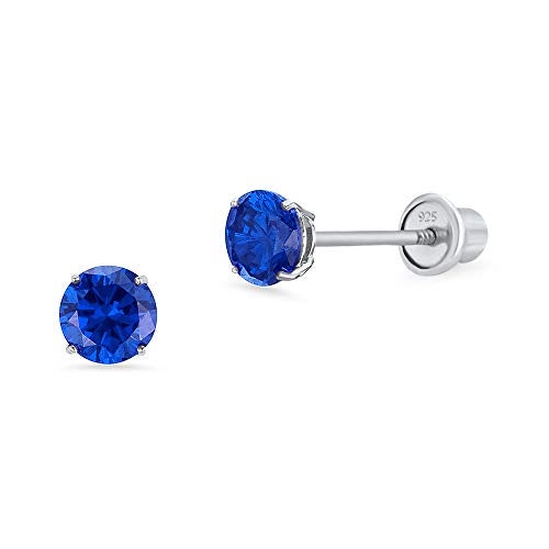 Lovearing 925 Sterling Silver Rhodium Plated 4mm Cubic Zirconia Stud Screwback Baby Girls Earrings - Image 1