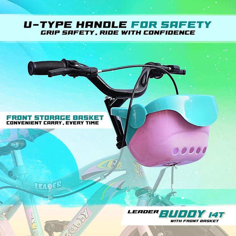 ليدر دراجة Leader Buddy Kids Cycle 14T مزودة بعجلات تدريبية (نصف مجمعة)، مناسبة للأولاد والبنات، عمر المجموعة المستهدفة: 2-5 سنوات حجم الإطار: 8 بوصات - Image 5