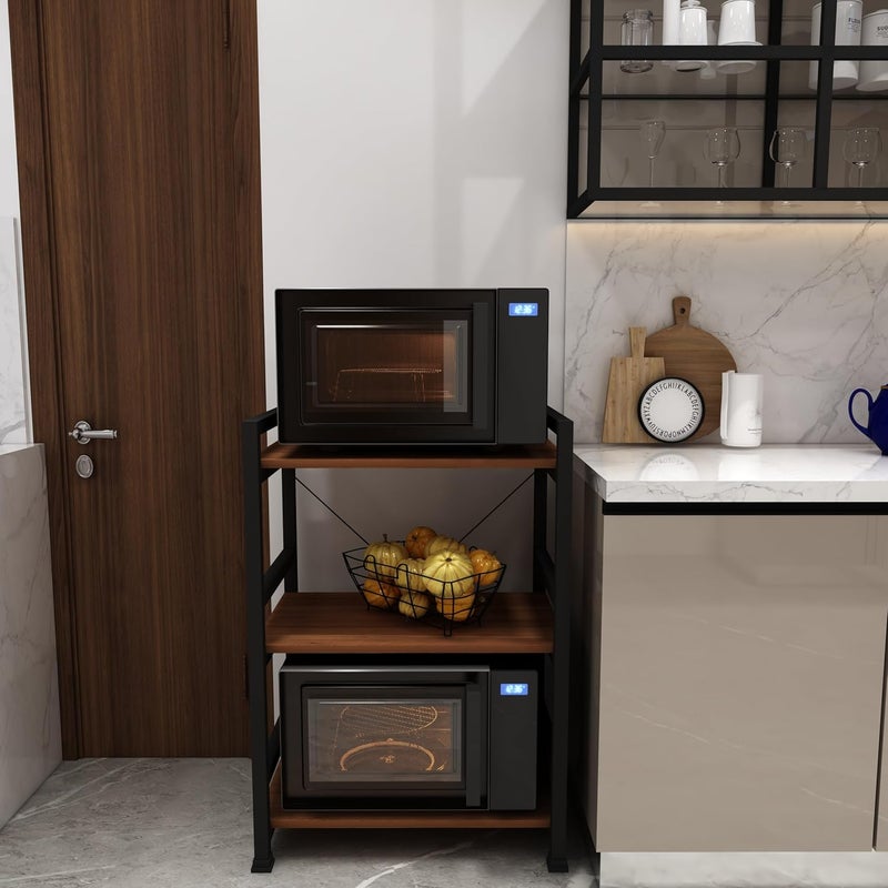 WOODENWAVE WOODENWAVE Microwave Stand Table Kitchen Storage Shelf Oven Stand Rack Toaster Organizer OTG Stand Corner Rack with Woodenself Color brown Size60x395x90Cm WW10A  - Image 3