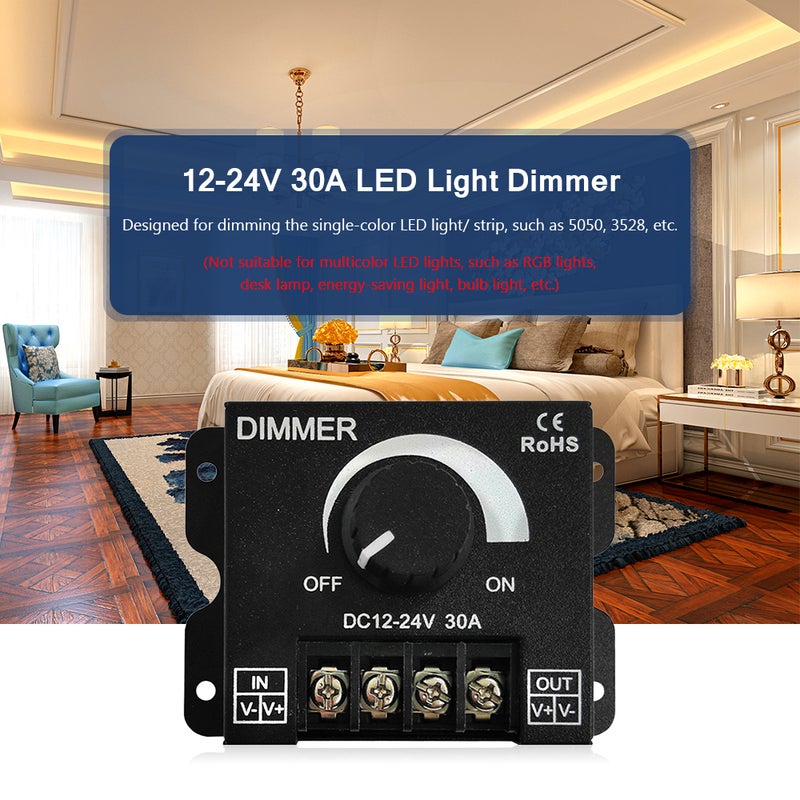 12-24V 30A خافت ضوء LED خافت بدون خطوة PWM مفتاح خافت مقبض محكم ضبط السطوع اليدوي مع وظيفة ذاكرة لأضواء أحادية اللون LED شرائط 5050 3528 - Image 2