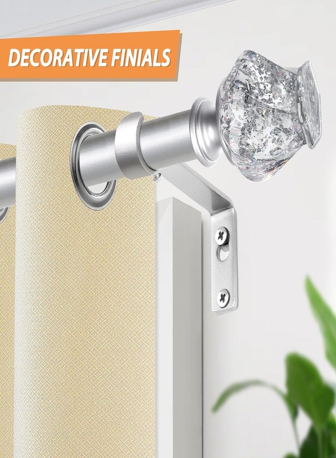 HOTOZON Silver Curtain Rod 32 to 58 Inch, HOTOZON Heavy Duty Curtain Rods for Windows, Decorative Single Drapery Rod with Exquisite Translucent Twisted Finials, Modern Silver - Image 5