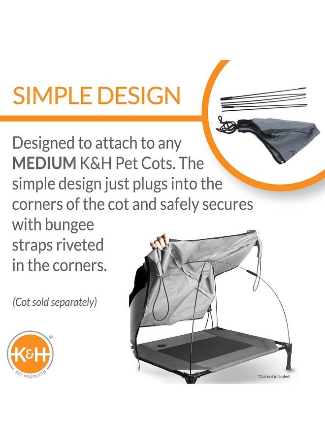 K&H Pet Products - Pet Cot Shade Canopy For Elevated Outside Dog Beds, Dog Sun Umbrella Canopy For Dog Cots (Cots Sold Separately), Gray, Medium 32 X 25 Inches - Image 1