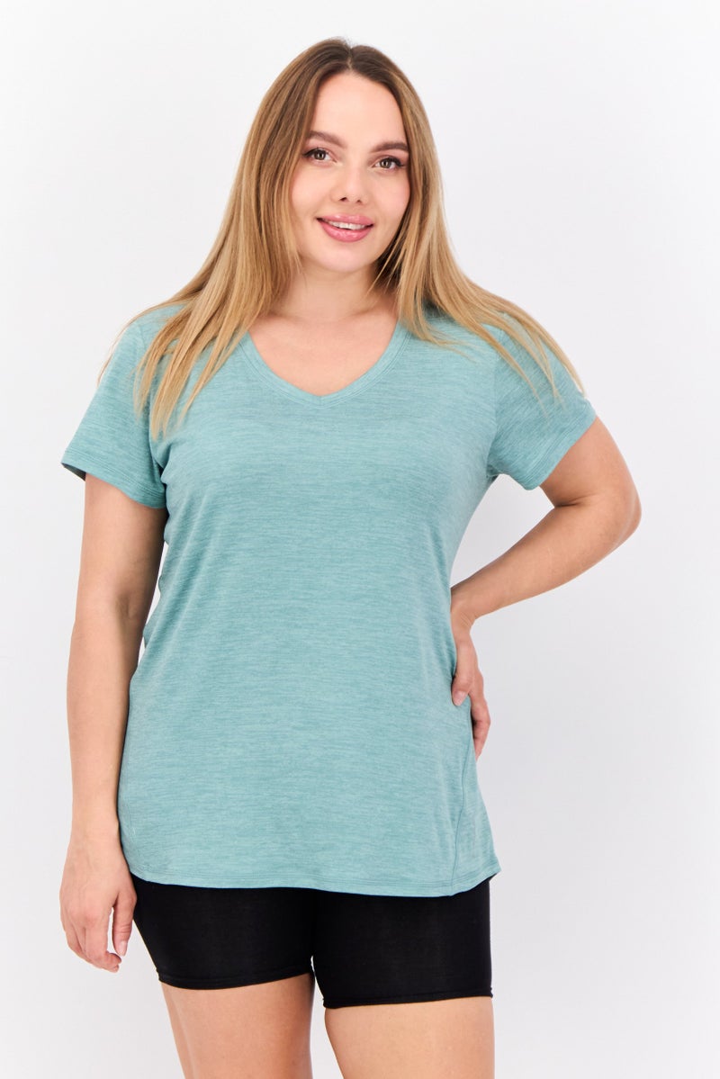 HEAD Women Slim Fit Short Sleeve Outdoor T-Shirt, Green - Image 1
