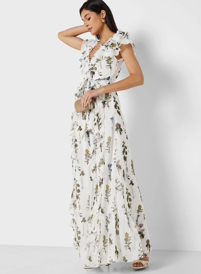 Ted Baker Printed Ruffle Detail Dress