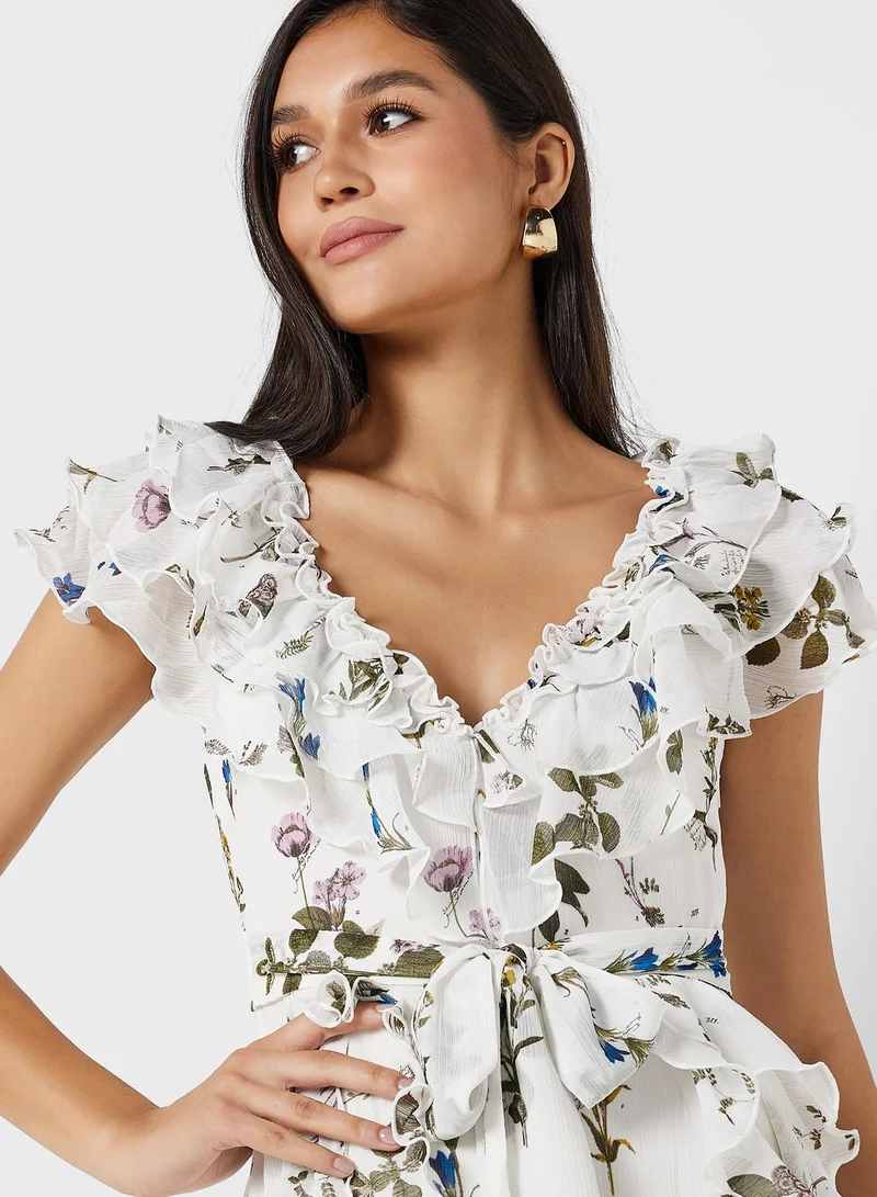 Ted Baker Printed Ruffle Detail Dress