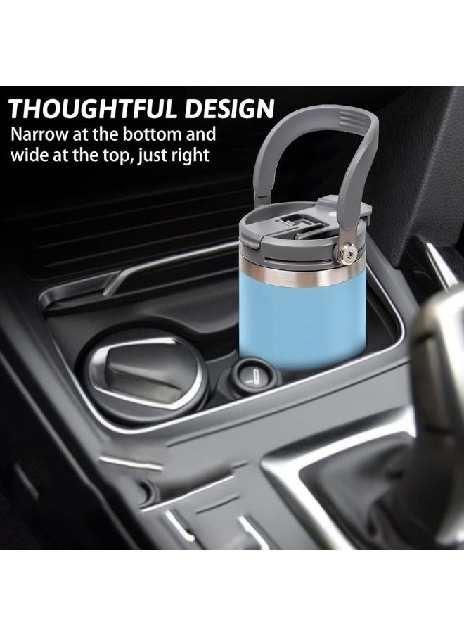Happy Home - 900ml Stainless Steel Thermos Flask with Handle, Lid, and Straw, Keeps Drinks Hot or Cold - blue - Image 1