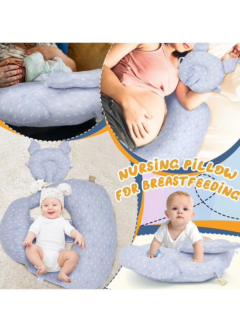 شو وو وسادة رضاعة متعددة الأغراض، وسادة رضاعة كبيرة، وسادة تغذية مريحة للأطفال، وسادة على شكل حرف U، كرسي استرخاء للأطفال مع حزام خصر قابل للتعديل وغطاء قطني قابل للإزالة - Image 4