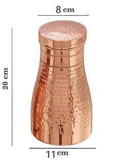 كيه سي زجاجة مياه نحاسية بتصميم KC Pure Copper | أباريق | إبريق ماء | مرطبان غرفة النوم | أباريق زجاجية مع غطاء/كوب زجاجي بغطاء، سعة ١٢٥٠ مل (مطرقة)  - Image 4