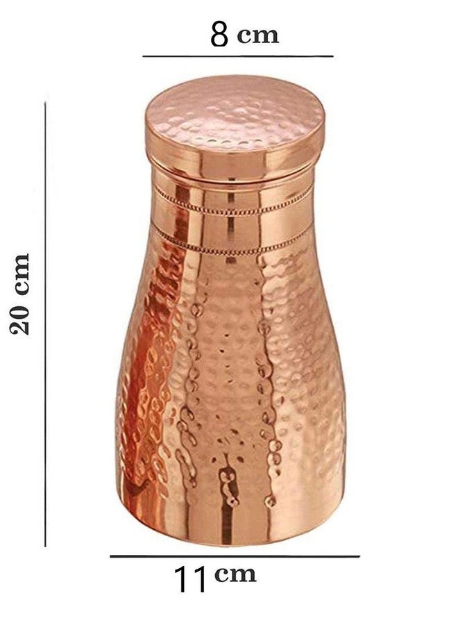 KC Pure Copper Designer Copper Water Bottle | Pitchers | Water Jug | Bedroom Jar | Bedside Bottle Carafes with Tumbler/Glass with Lid 1250 ML (Hammered) - Image 4