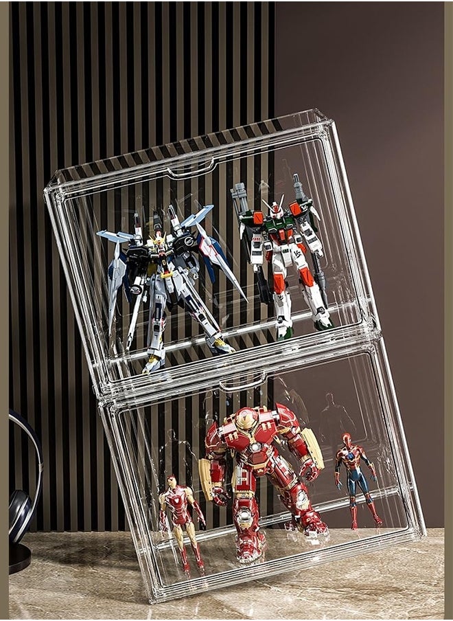 JCB CHIC - Clear Acrylic Display Case with Magnetic Door,Display Storage Box Countertop Cube with 3 Tier Removable Ladder Shelves,Dustproof Protection Showcase for Action Figures, Toys, Collectibles,1PCS - Image 1