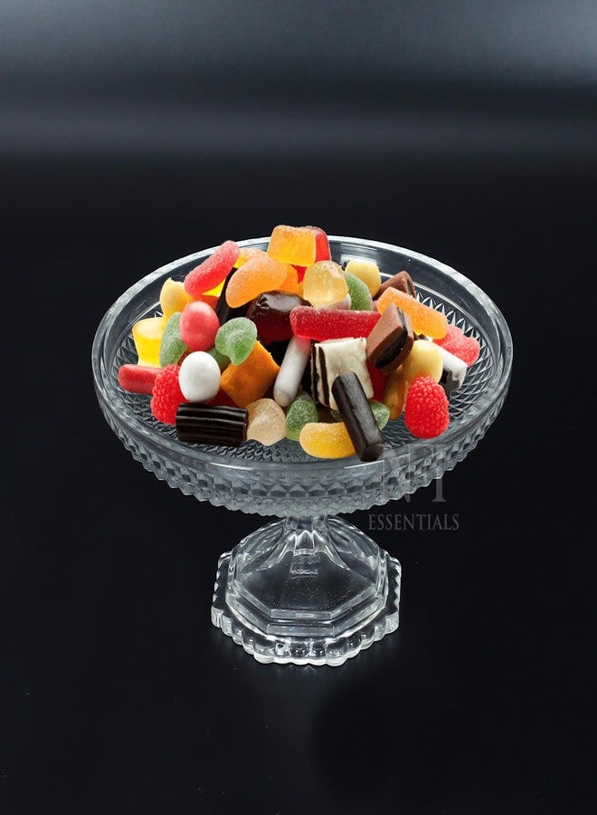 NFI essentials Crystal Clear Dessert Pedestal Stand Vintage Style Cake Plate Diamond Pattern Serving Platter Cakes, Pastries & Desserts Display for Parties, Weddings, and Gift - Image 2