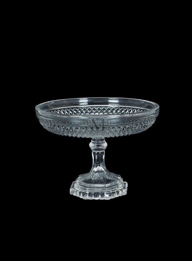 NFI essentials Crystal Clear Dessert Pedestal Stand Vintage Style Cake Plate Diamond Pattern Serving Platter Cakes, Pastries & Desserts Display for Parties, Weddings, and Gift - Image 3