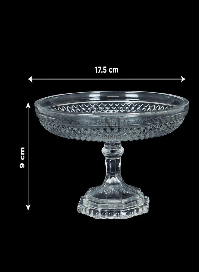 NFI essentials Crystal Clear Dessert Pedestal Stand Vintage Style Cake Plate Diamond Pattern Serving Platter Cakes, Pastries & Desserts Display for Parties, Weddings, and Gift - Image 4
