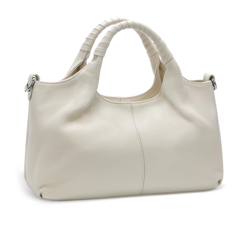 Iswee Genuine Leather Purse Cross Body Shoulder Bags for Women Purses and Handbags Satchel Designer Pocketbooks Hobo Medium Size Tote (Beige) - Image 1