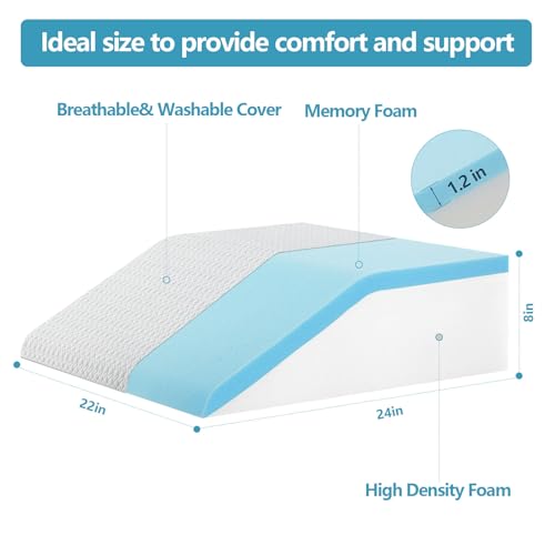 Nordjager Leg Pillow for Elevation & Support, 24"x22"x8" Memory Foam Cushion with Grey White Patterned Polyester Cover, Ideal for Improving Circulation & Relaxing Leg - Image 3