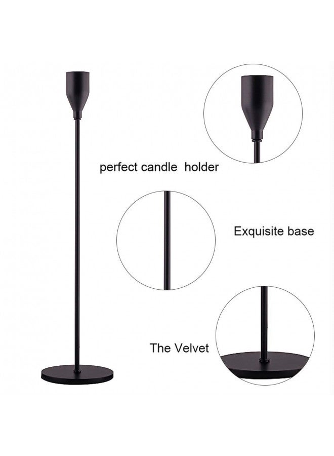 SUJUN مجموعة حوامل الشموع السوداء غير اللامعة SUJUN مكونة من 3 لحوامل الشموع الرفيعة، حامل شموع زخرفي لحفلات الزفاف، العشاء، الحفلات، يناسب الشموع بسمك 3/4 بوصة و الشموع LED (حامل شموع معدني) - Image 1