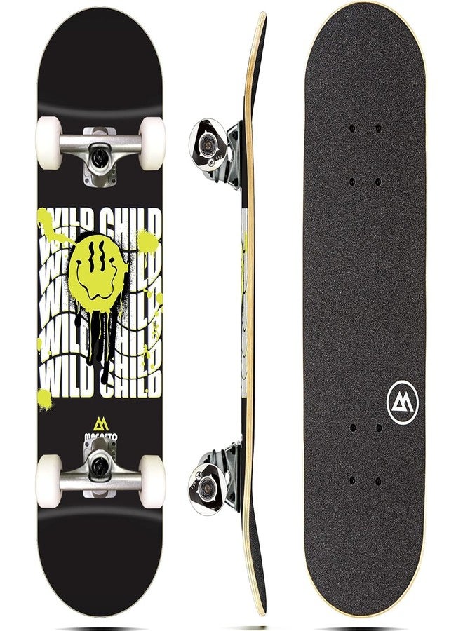 Magneto Complete Skateboard | 9-Layer Maple Wood | ABEC 5 Bearings | Double Kick Concave Deck | Kids Skateboard Cruiser Skateboard | Skateboards for Beginners, Teens & Adults (Free Stickers Included) - Image 1