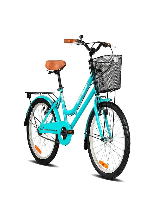 Spartan 20-Inch Classic City Bike |20-Inch Wheel Size | Lightweight Steel Frame, Single Speed, Adjustable Saddle, Front & Rear Brakes, Urban Bicycle Girls | Easy-to-Ride Commuter Bike | Teal - Image 1
