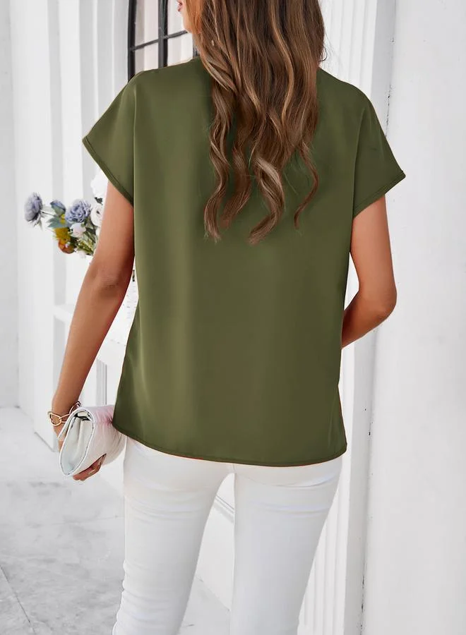 Take Two V Neck Lace Detail Textured Blouse by Styli