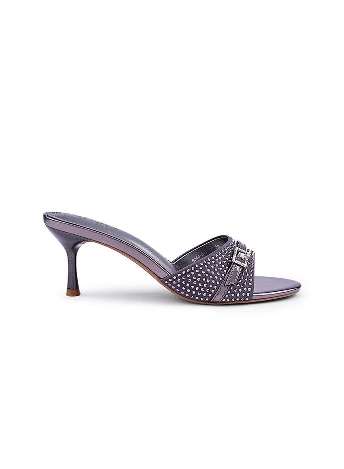 IconStyle Embroidered Open-Toe Mule Heels