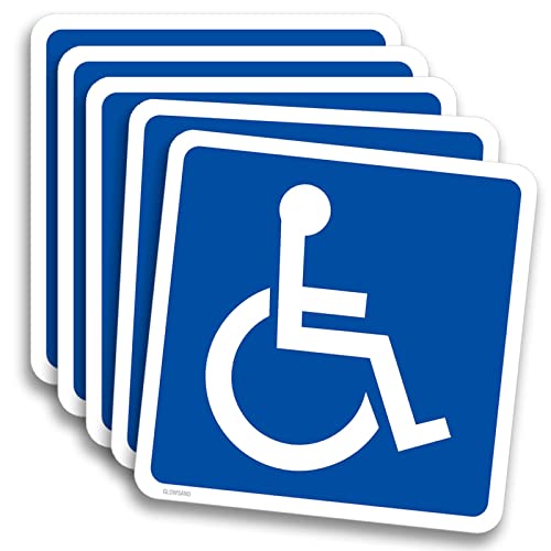 GlowSand Handicap Sign Stickers, Disabled Wheelchair Symbol, Easy to Apply and Peel, Vinyl Laminated, Indoor Outdoor (4.7x4.7 inch 5 Pcs) Blue - Image 1