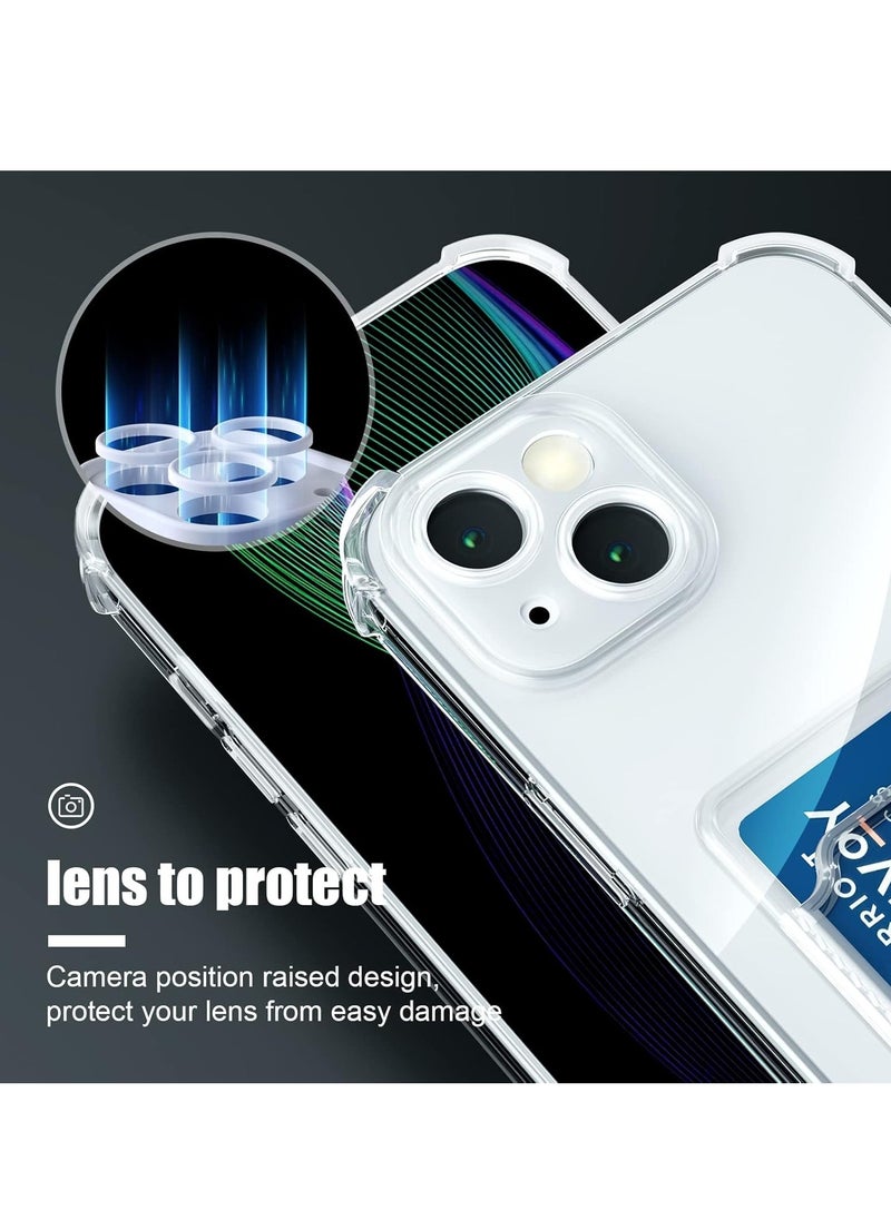 Wallet Phone Case Slim Fit Card Slot Transparent Case Protective Soft Shockproof Case with Card Holder For Iphone 13