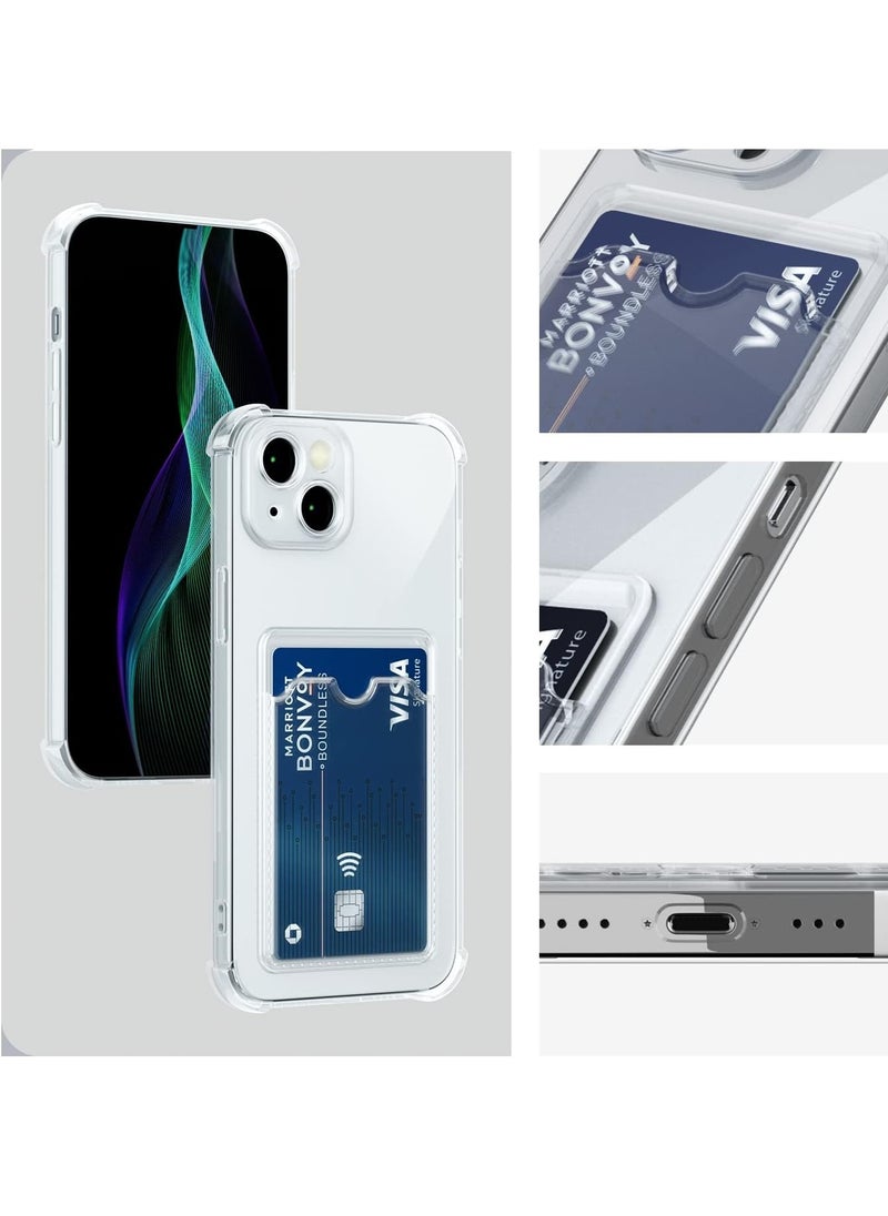 Wallet Phone Case Slim Fit Card Slot Transparent Case Protective Soft Shockproof Case with Card Holder For Iphone 13