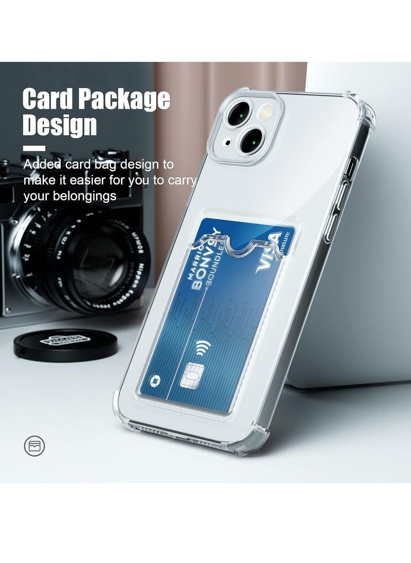 Wallet Phone Case Slim Fit Card Slot Transparent Case Protective Soft Shockproof Case with Card Holder For Iphone 13