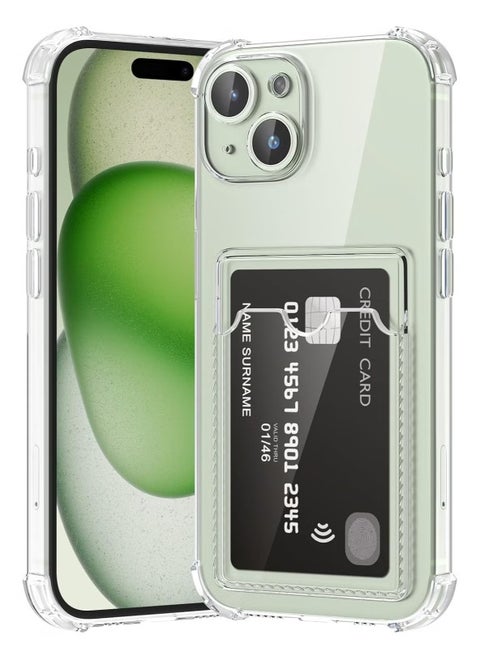 Wallet Phone Case Slim Fit Card Slot Transparent Case Protective Soft Shockproof Case with Card Holder For Iphone 13